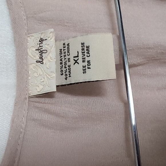 Daytrip Light Tan Crepe Long Sleeve Button Up Lace Chest Size Extra Large - Picture 2 of 7